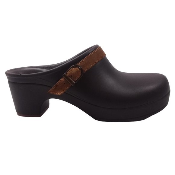 Crocs Sarah Women's Slip On Brown Mule Clog Leather Braided Strap Size 9